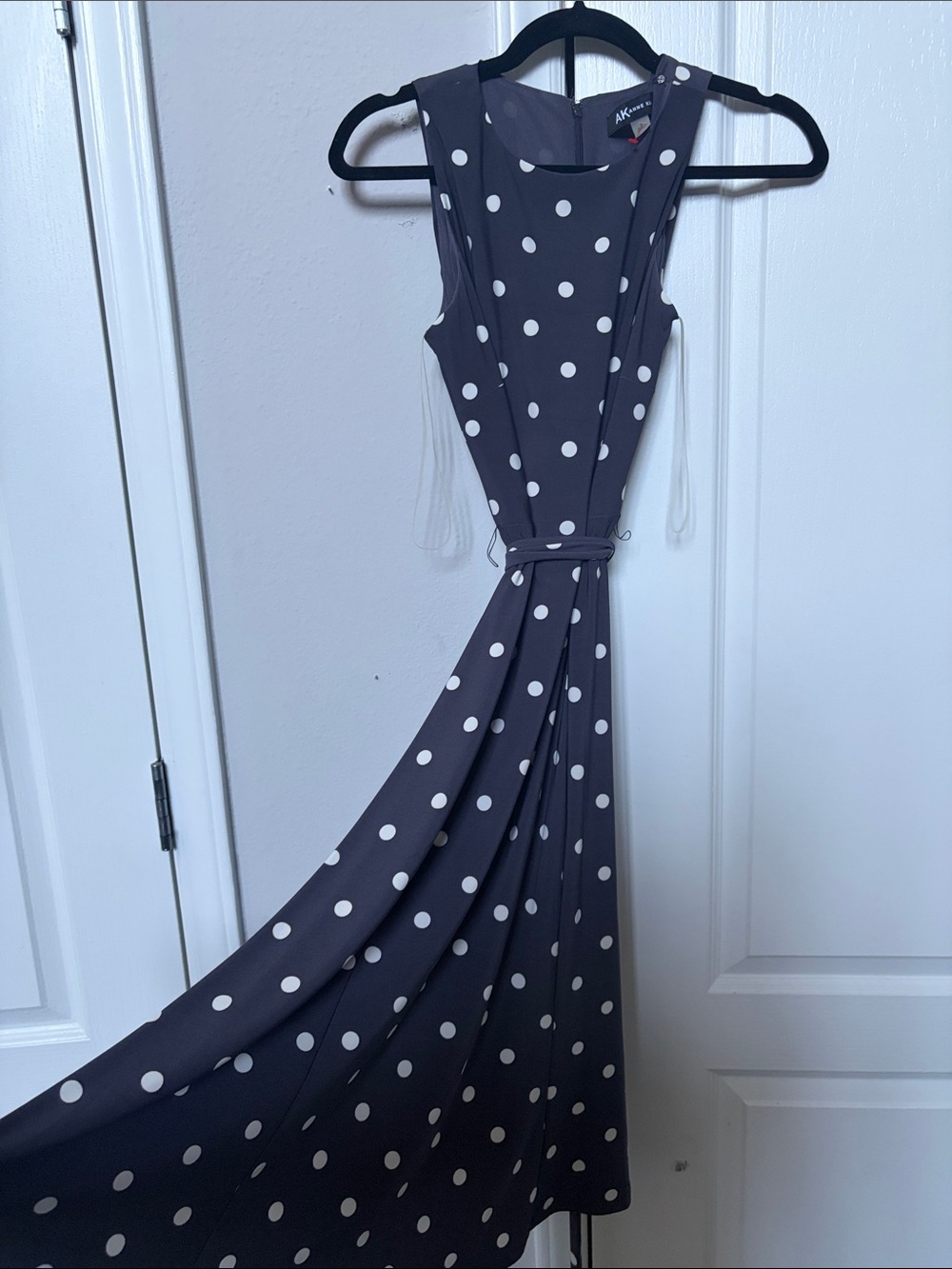 Anne Klein Black Polka Dot Midi Dress